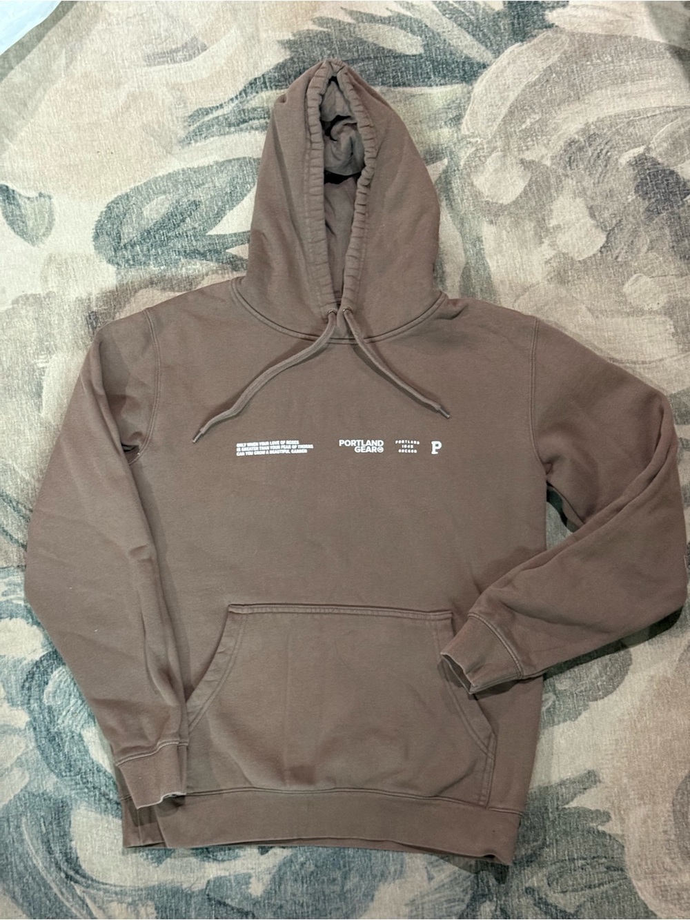 Portland Gear Sueded Slogan Hoodie - Taupe / Earth Tone - Size Small (unisex)